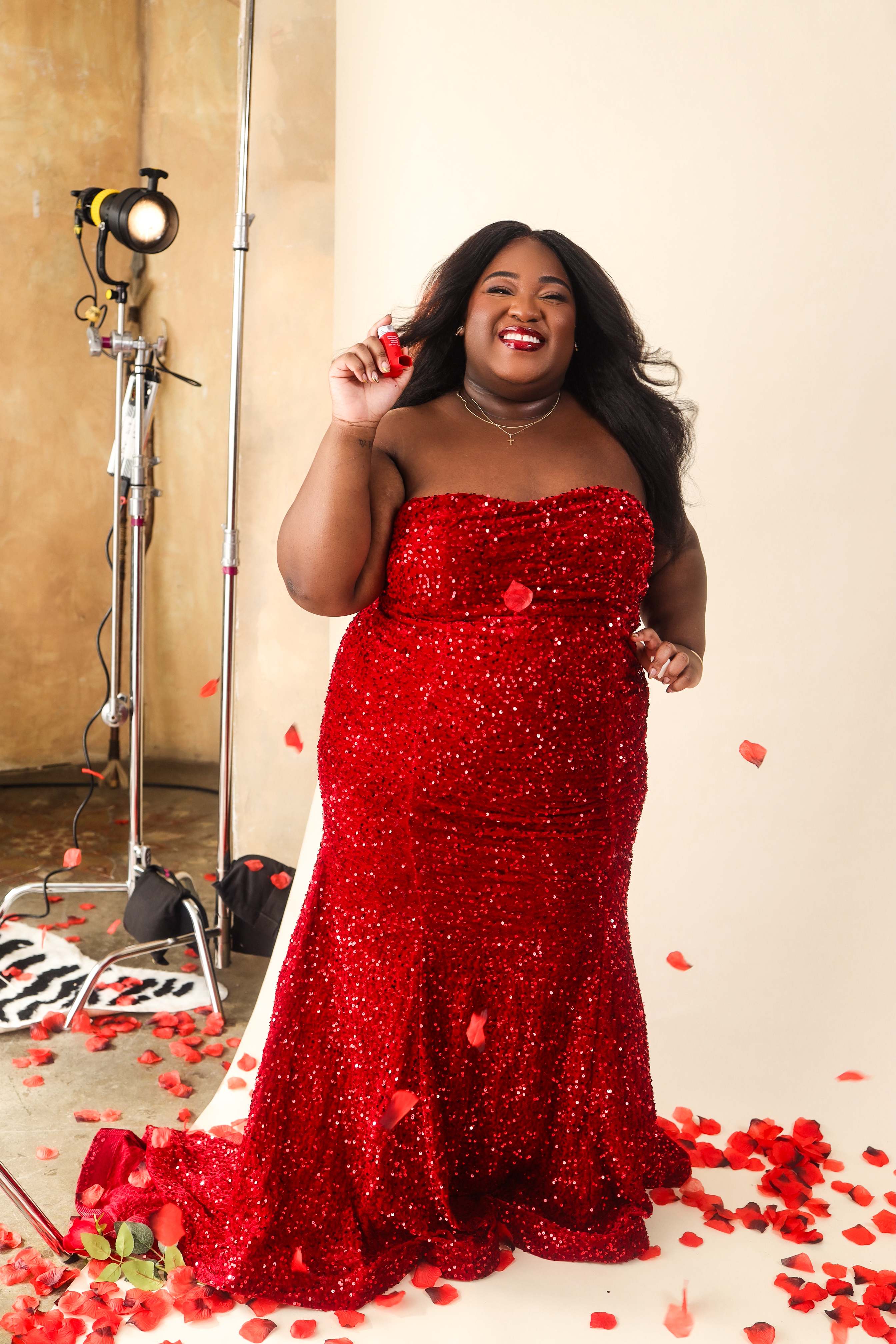 Red sequin dress